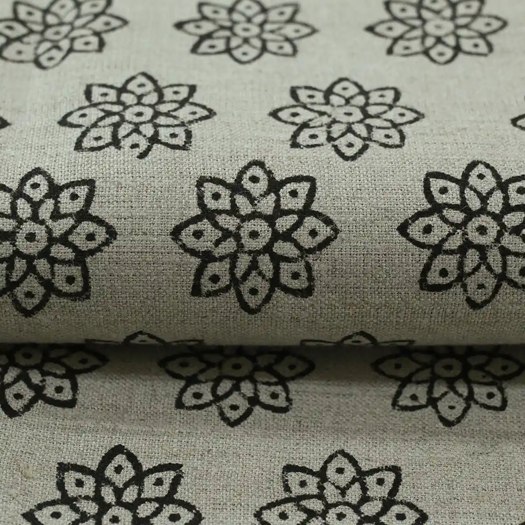 Toby Hand Block Printed Upholstery Linen Fabric