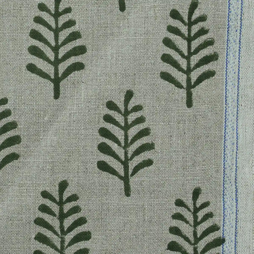 Diane Hand Block Printed Linen Fabric For Upholstery