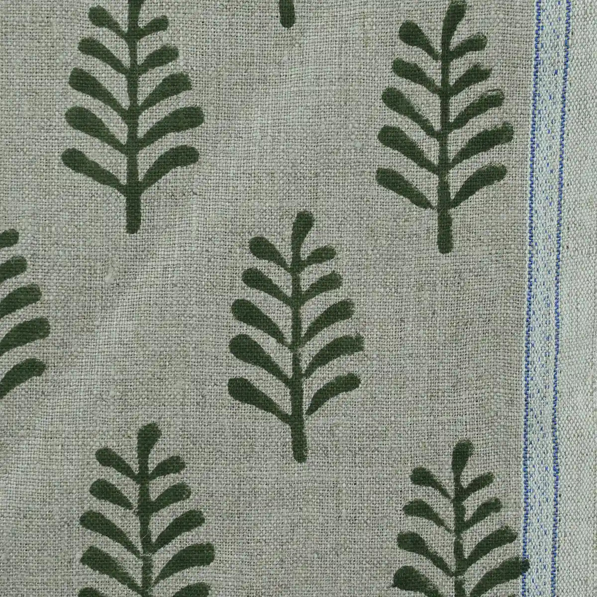 Diane Hand Block Printed Linen Fabric For Upholstery
