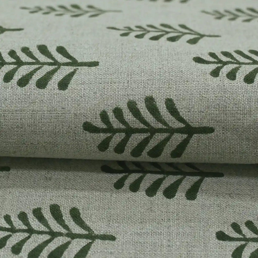 Diane Hand Block Printed Linen Fabric For Upholstery
