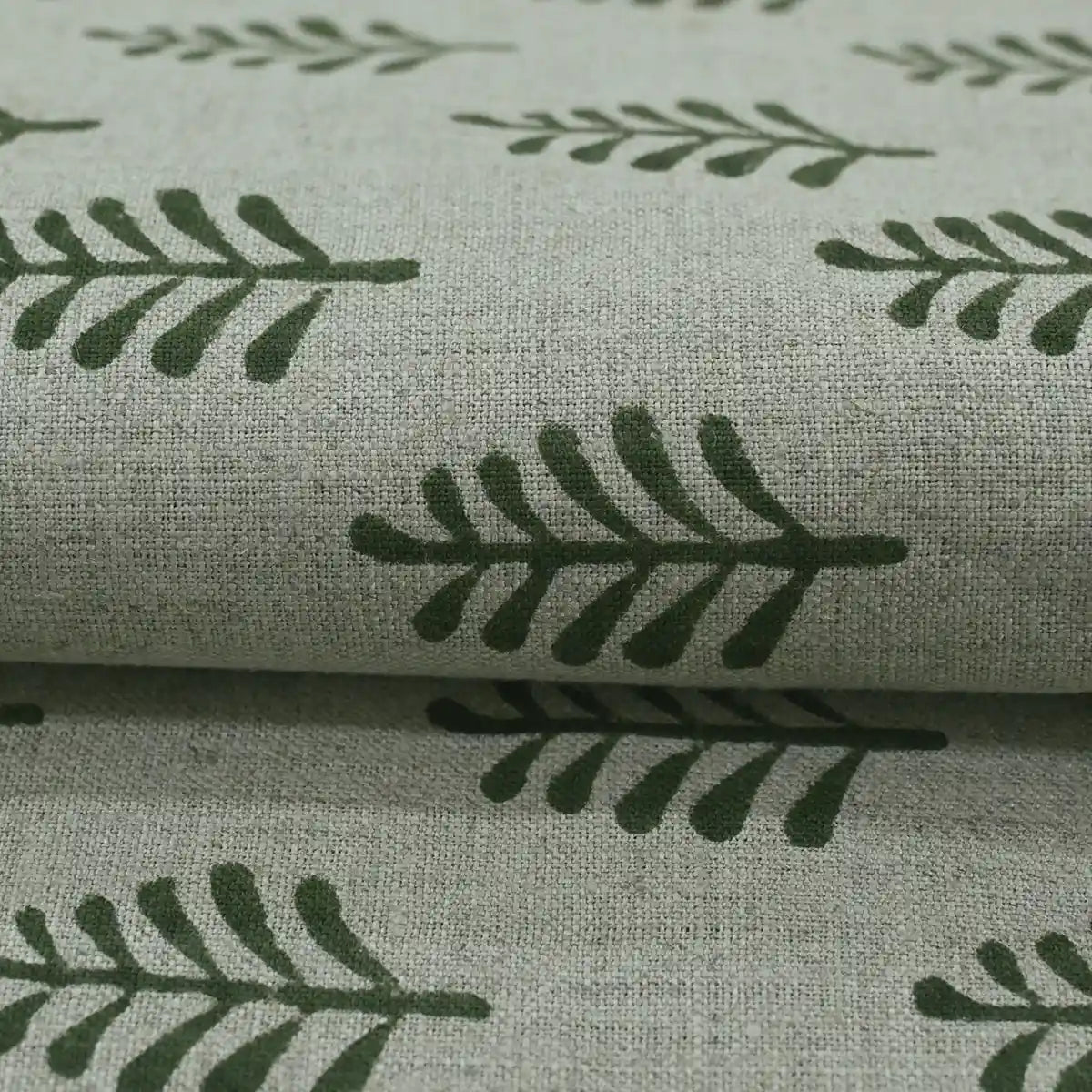 Diane Hand Block Printed Linen Fabric For Upholstery