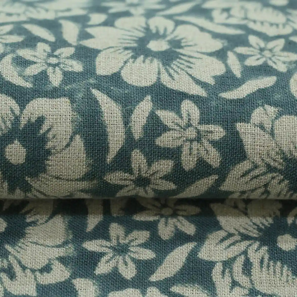 ZAFFRA Hand Block Print Designer Linen Fabric For Upholstery, Curtains