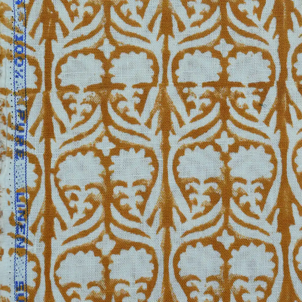 Henderson Floral Block Printed Linen Fabric