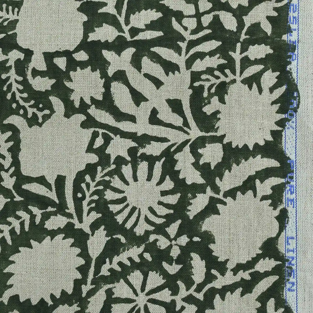 Bradley Hand Block Printed Linen Upholstery Fabric