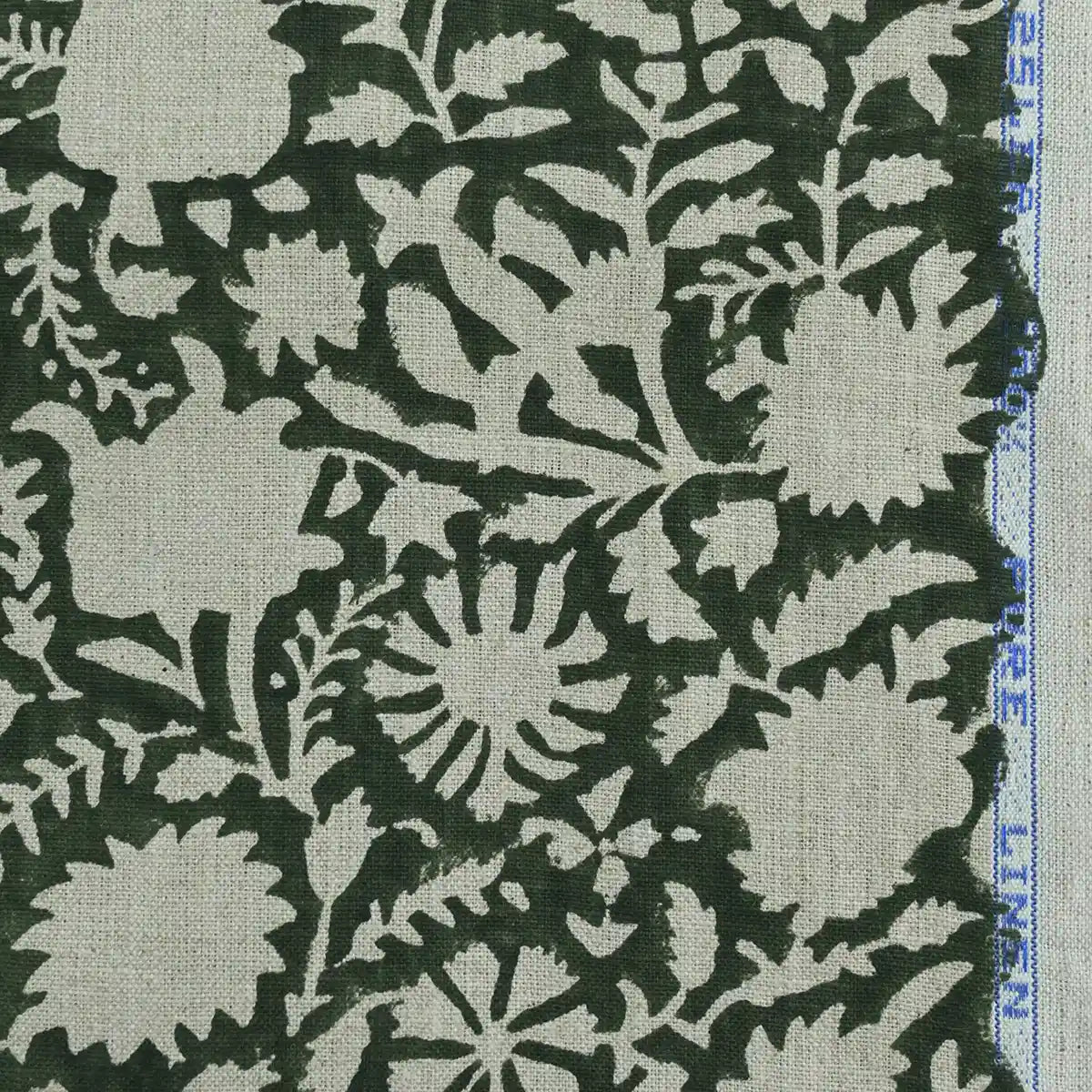 Bradley Hand Block Printed Linen Upholstery Fabric