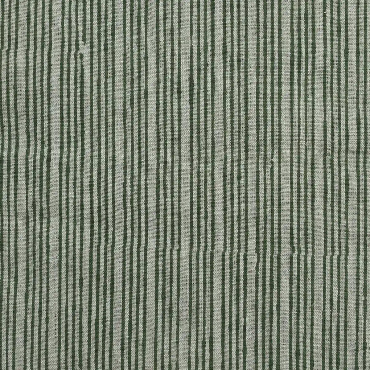 Natural Block Multistriped Heavy Linen Fabric for Upholstery