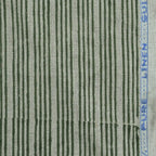 Natural Block Multistriped Heavy Linen Fabric for Upholstery