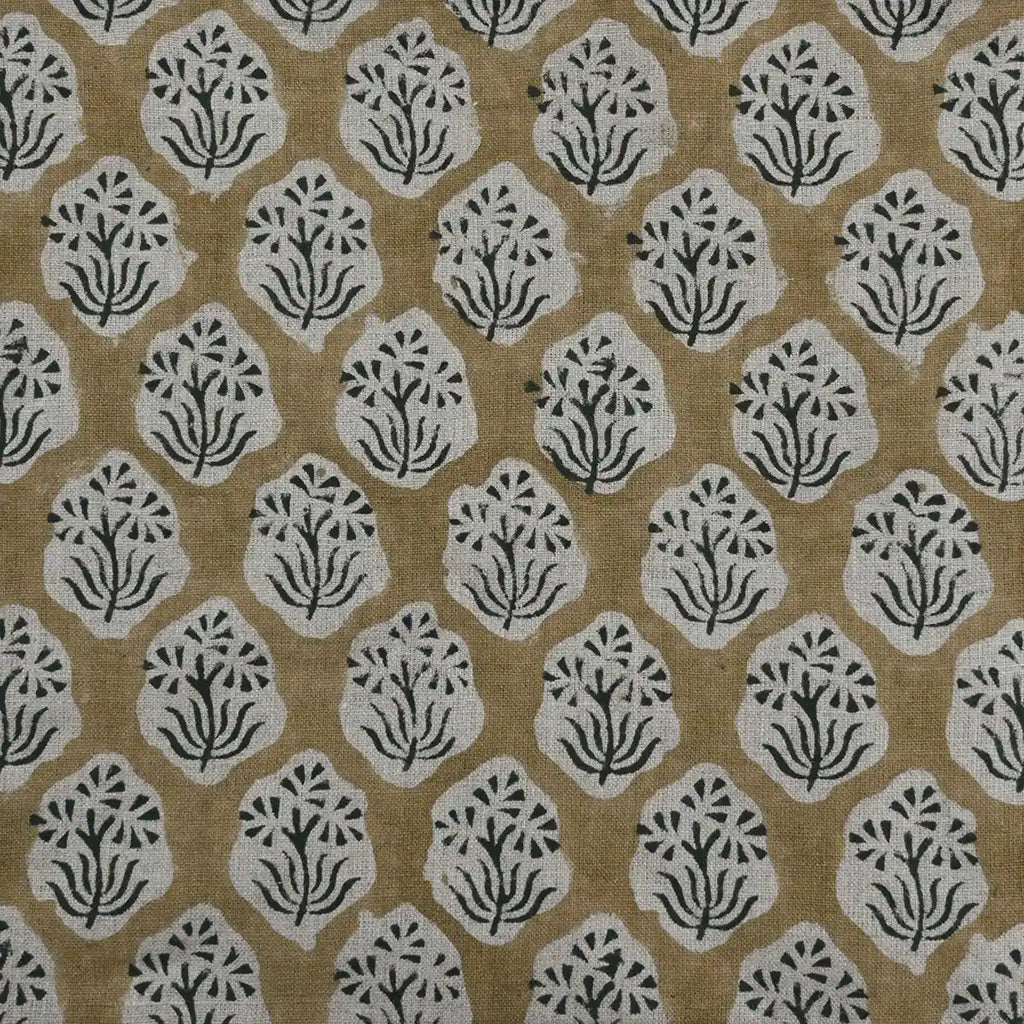 Aster Hand Block Linen Fabric