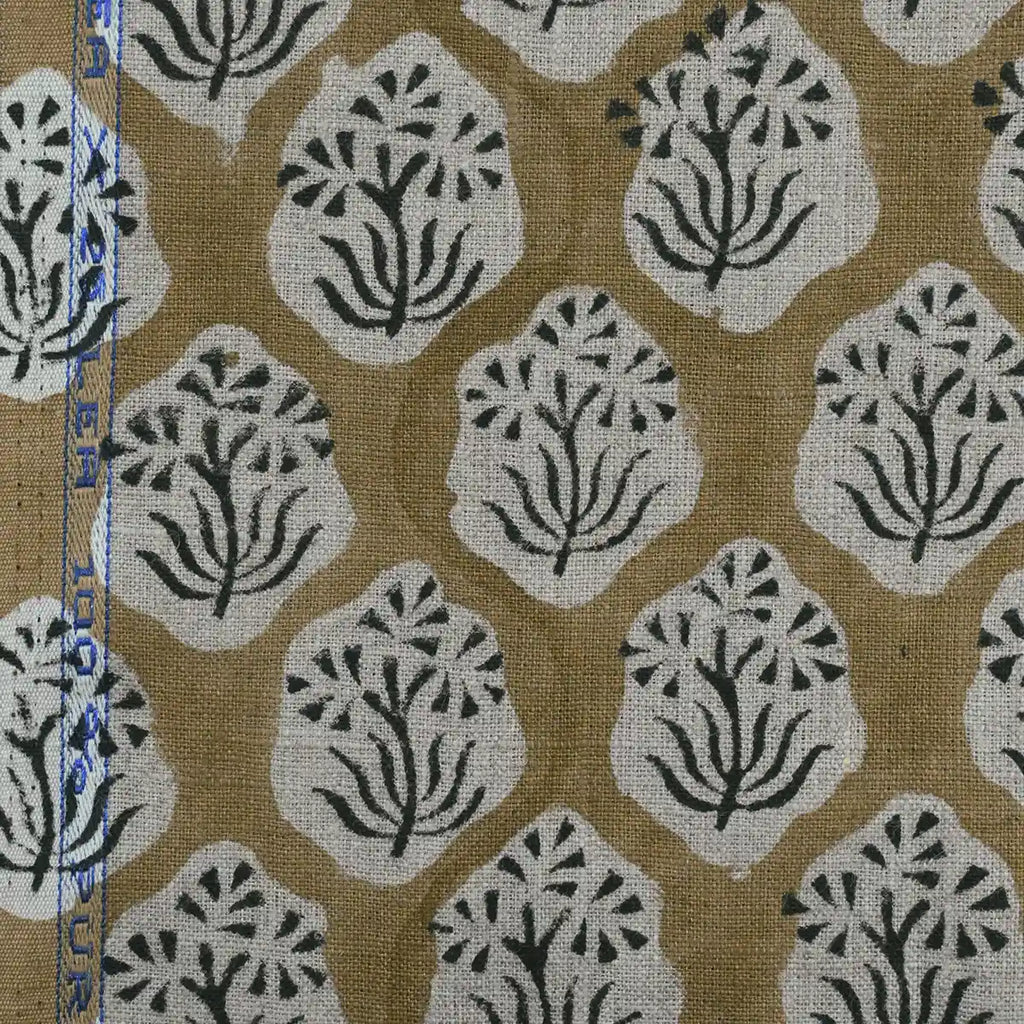 Aster Hand Block Linen Fabric