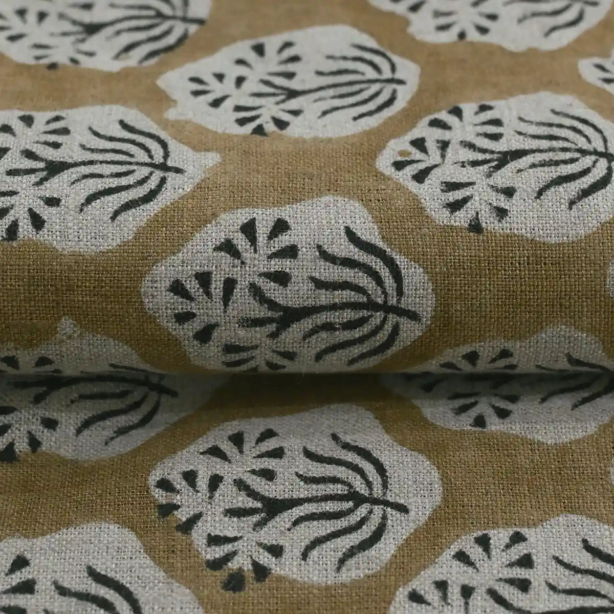 Aster Hand Block Linen Fabric
