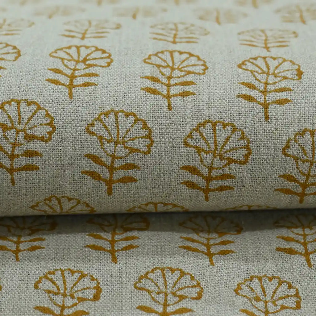 Arianna Block Printed Upholstery Linen Fabric