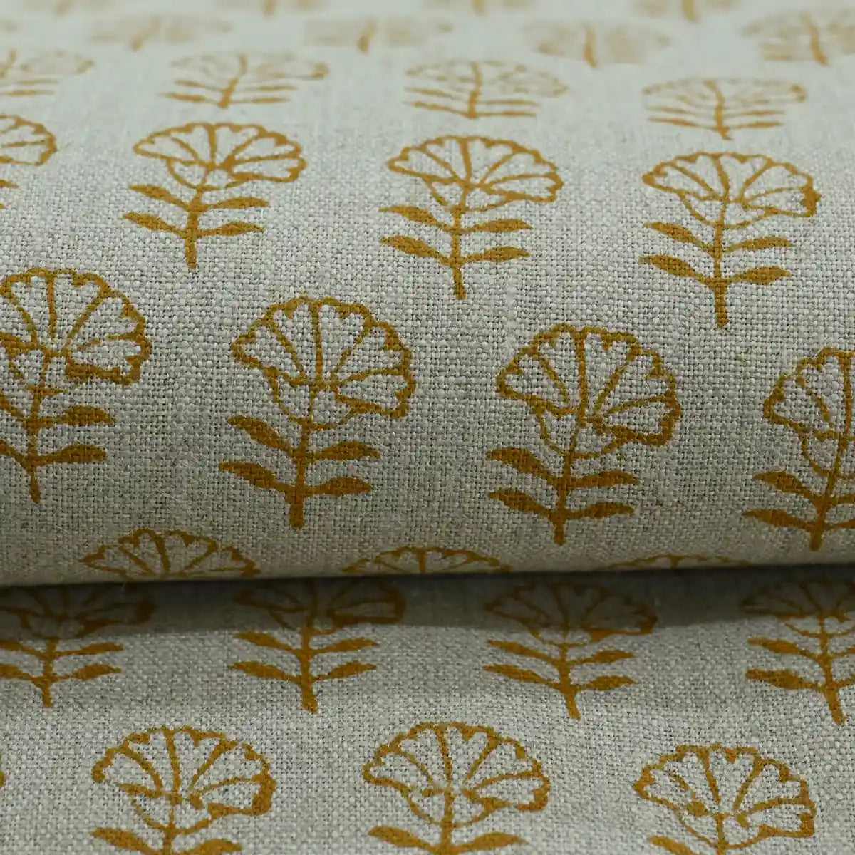 Arianna Block Printed Upholstery Linen Fabric