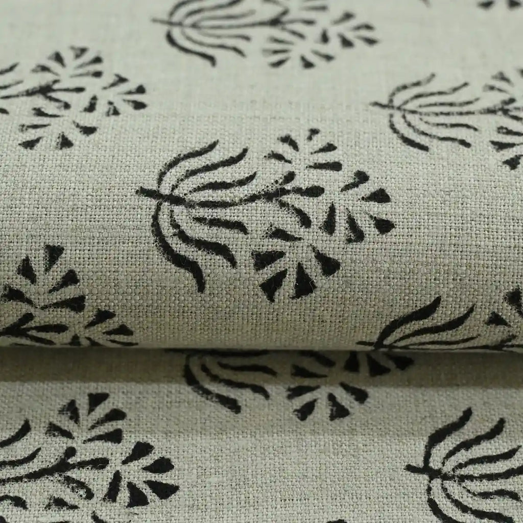 Aster Hand Block Linen Fabric