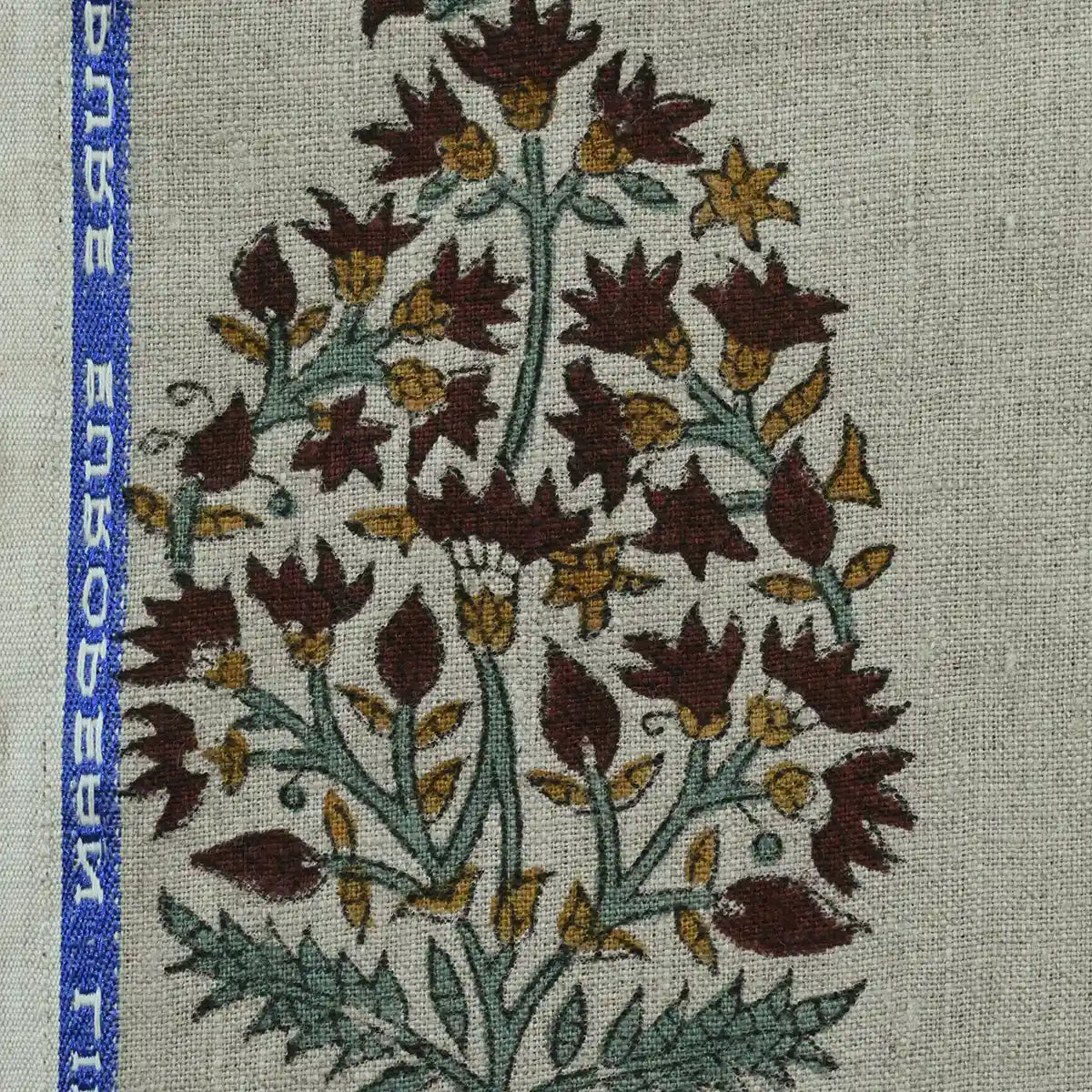 Brittany Hand Block Printed Linen by the Yard