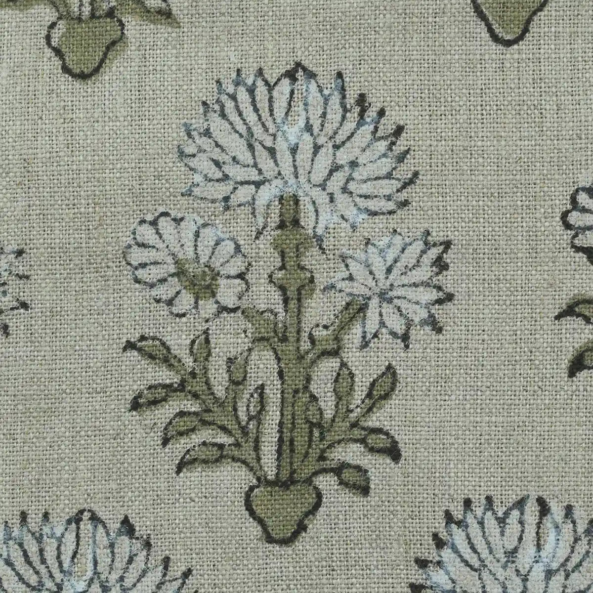 Sandra Hand-Block Printed Linen Fabric