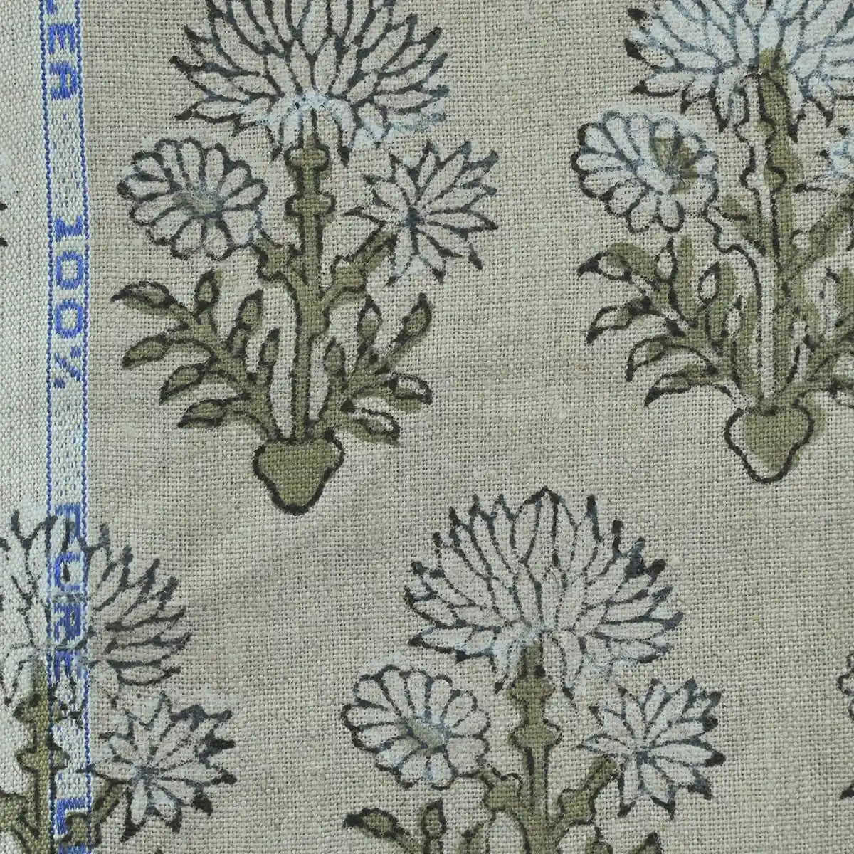 Sandra Hand-Block Printed Linen Fabric