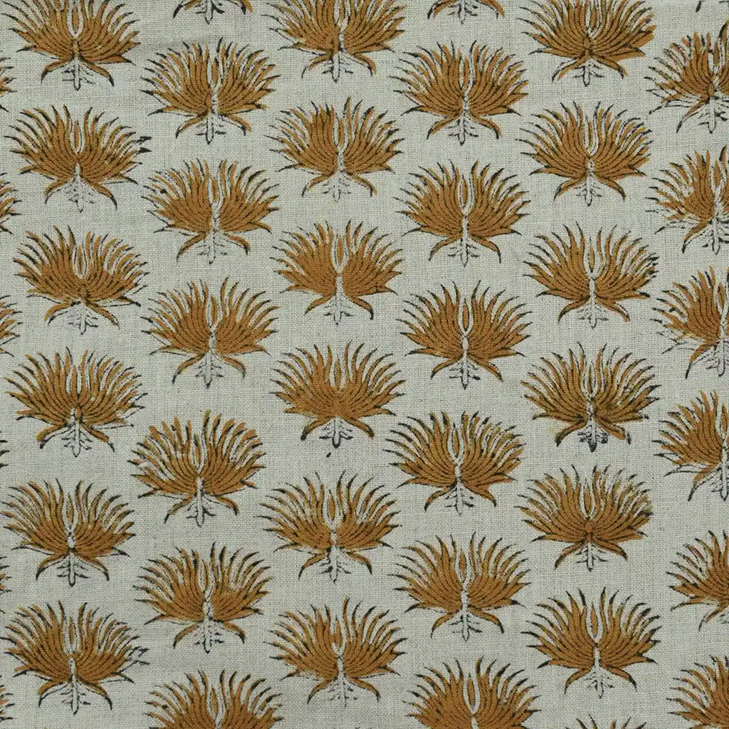 Pearl Hand Block Printed Linen Fabric