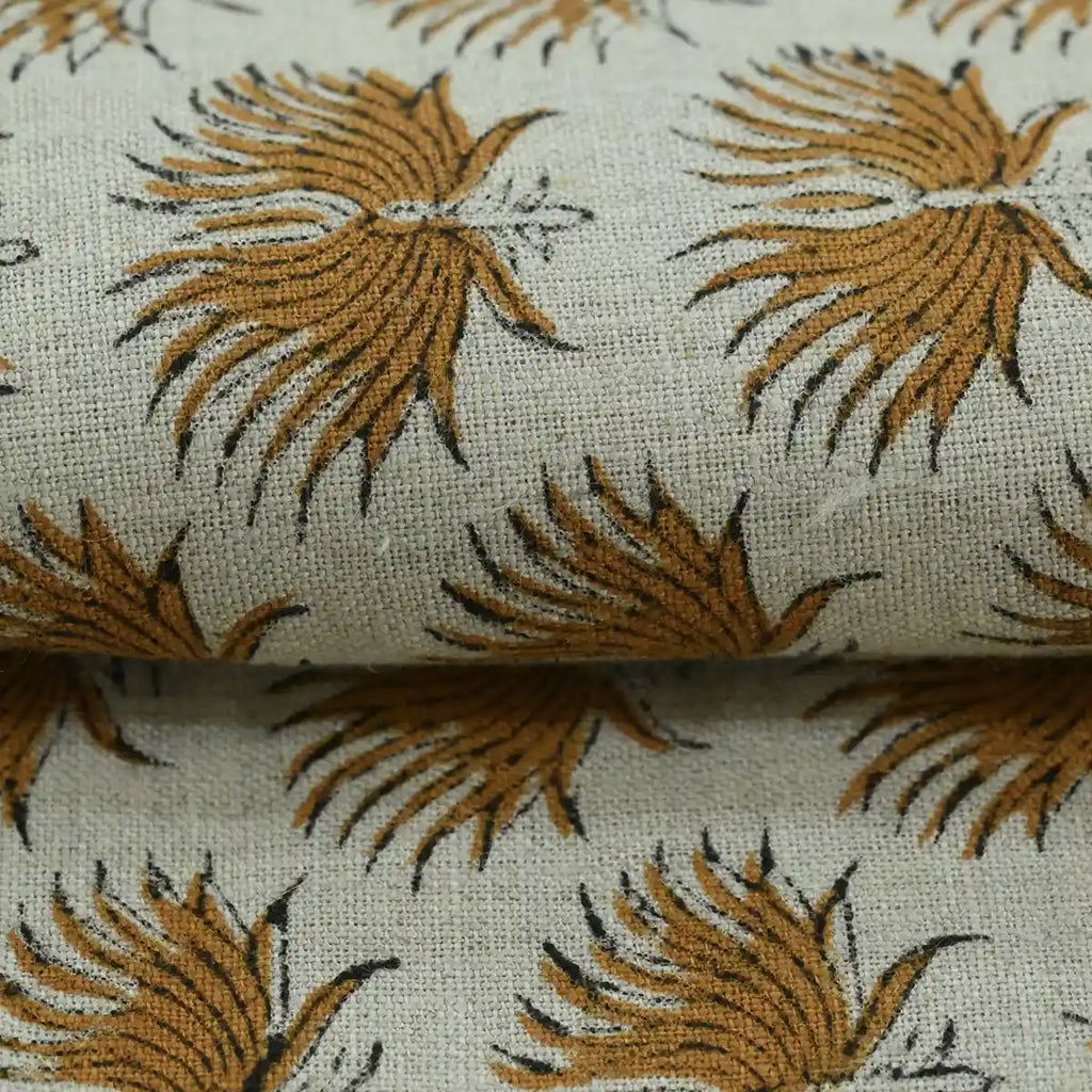 Pearl Hand Block Printed Linen Fabric