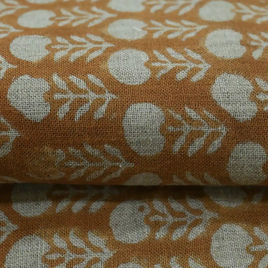 Edison Hand Block Printed Indian Linen Fabric