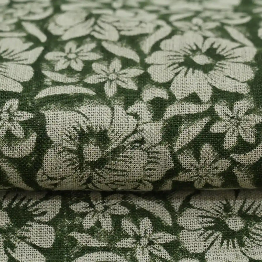 ZAFFRA Hand Block Print Designer Linen Fabric For Upholstery, Curtains