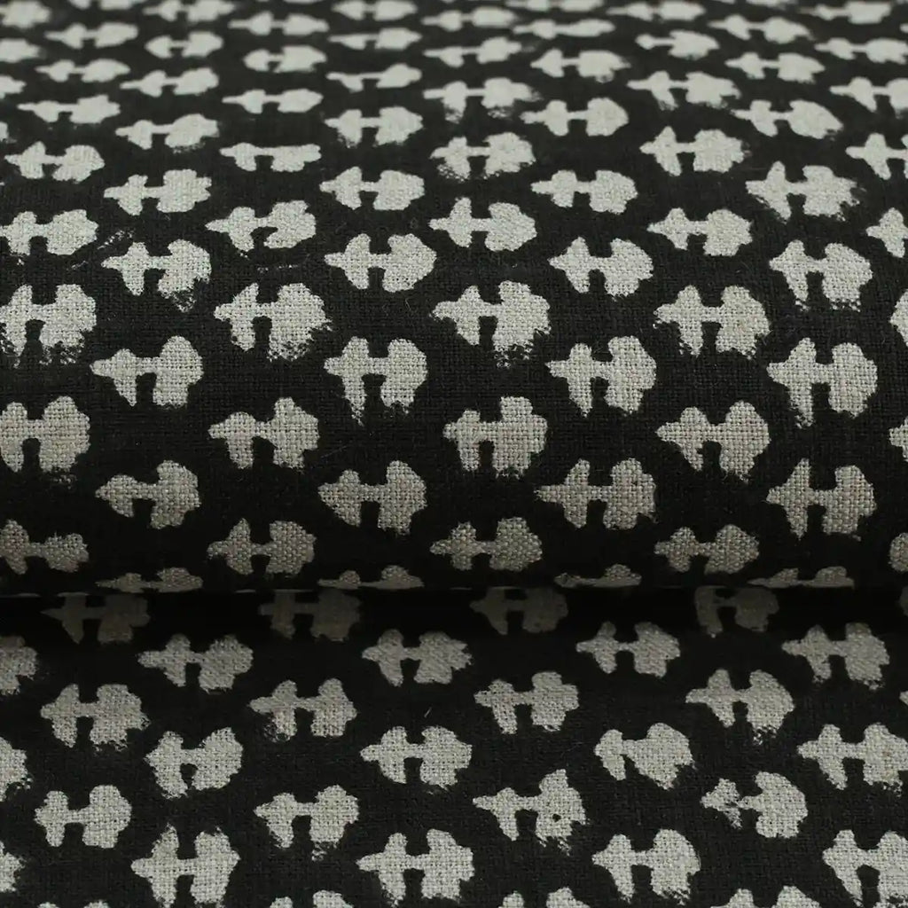 Anna Block Printed Linen Upholstery Fabric