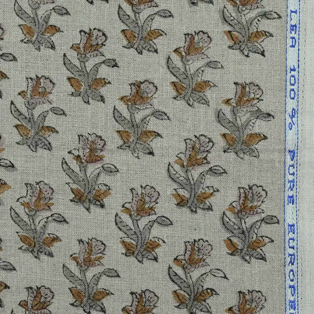 Petra Block Printed Linen Fabric