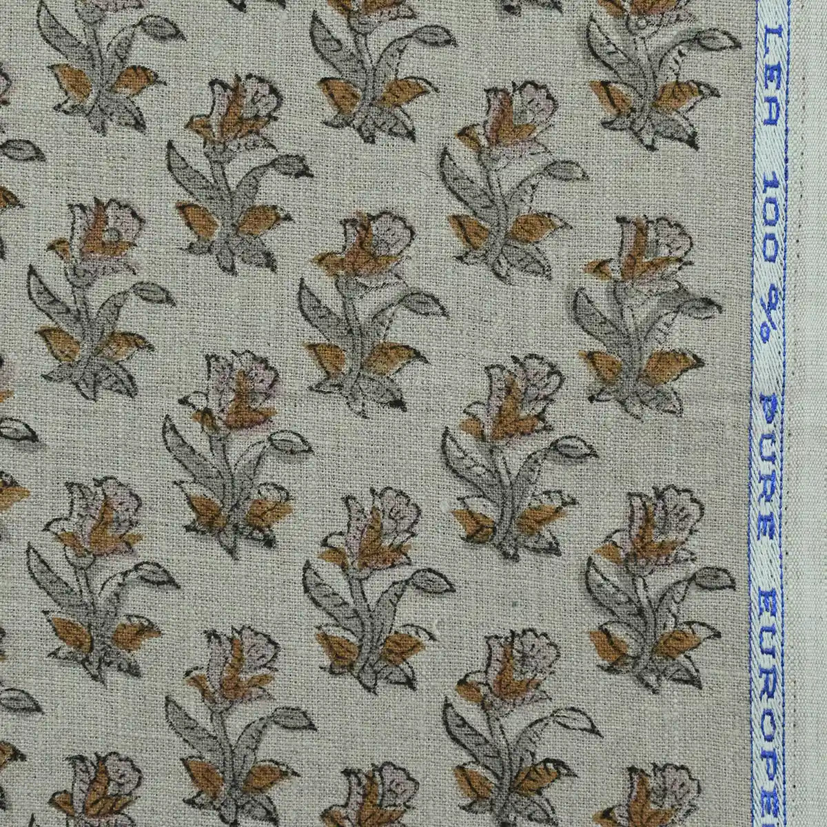 Petra Block Printed Linen Fabric
