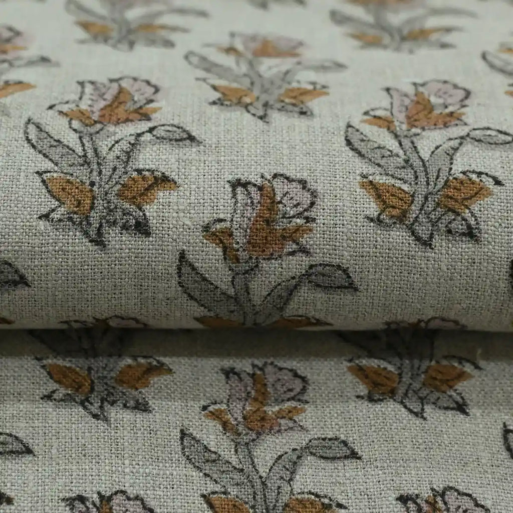 Petra Block Printed Linen Fabric
