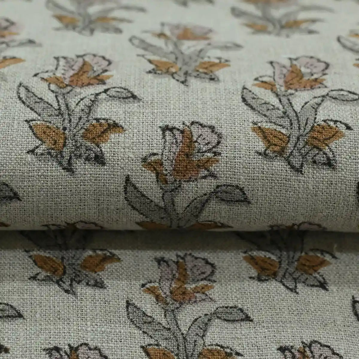 Petra Block Printed Linen Fabric