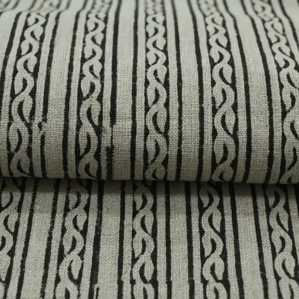 Gwen Hand Block Printed Upholstery Linen  Fabric