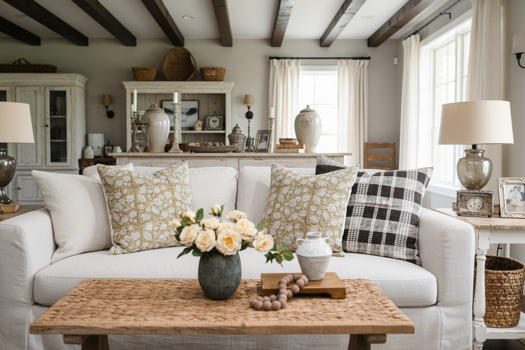 Agatha Botanical Print Deep Camel Pillow Cover Pillow Covers