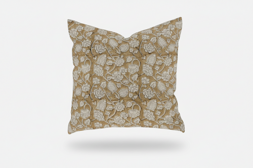 Agatha Botanical Print Deep Camel Pillow Cover 26" x 26" Double Sided Pillow Covers