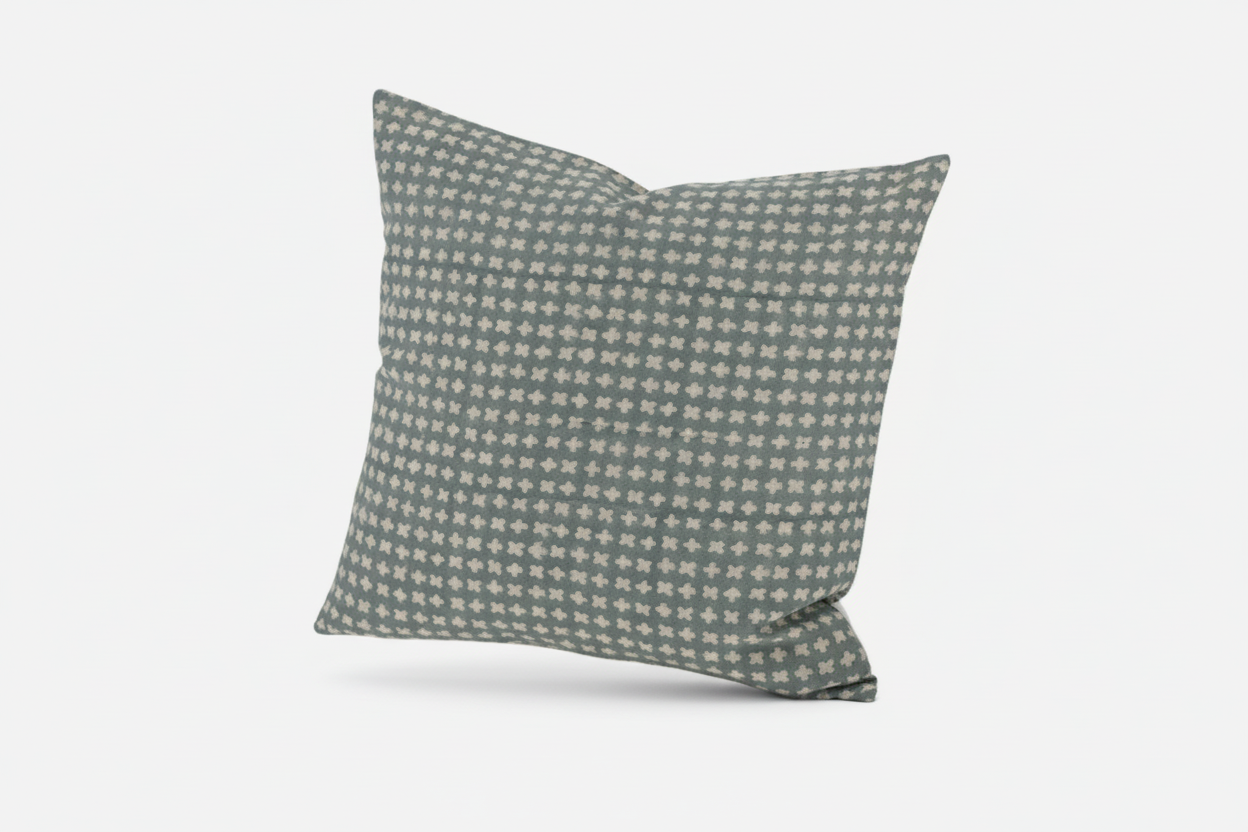 Andy Geometric Washed Aqua Pillow Cover 26" x 26" Double Sided Pillow Covers