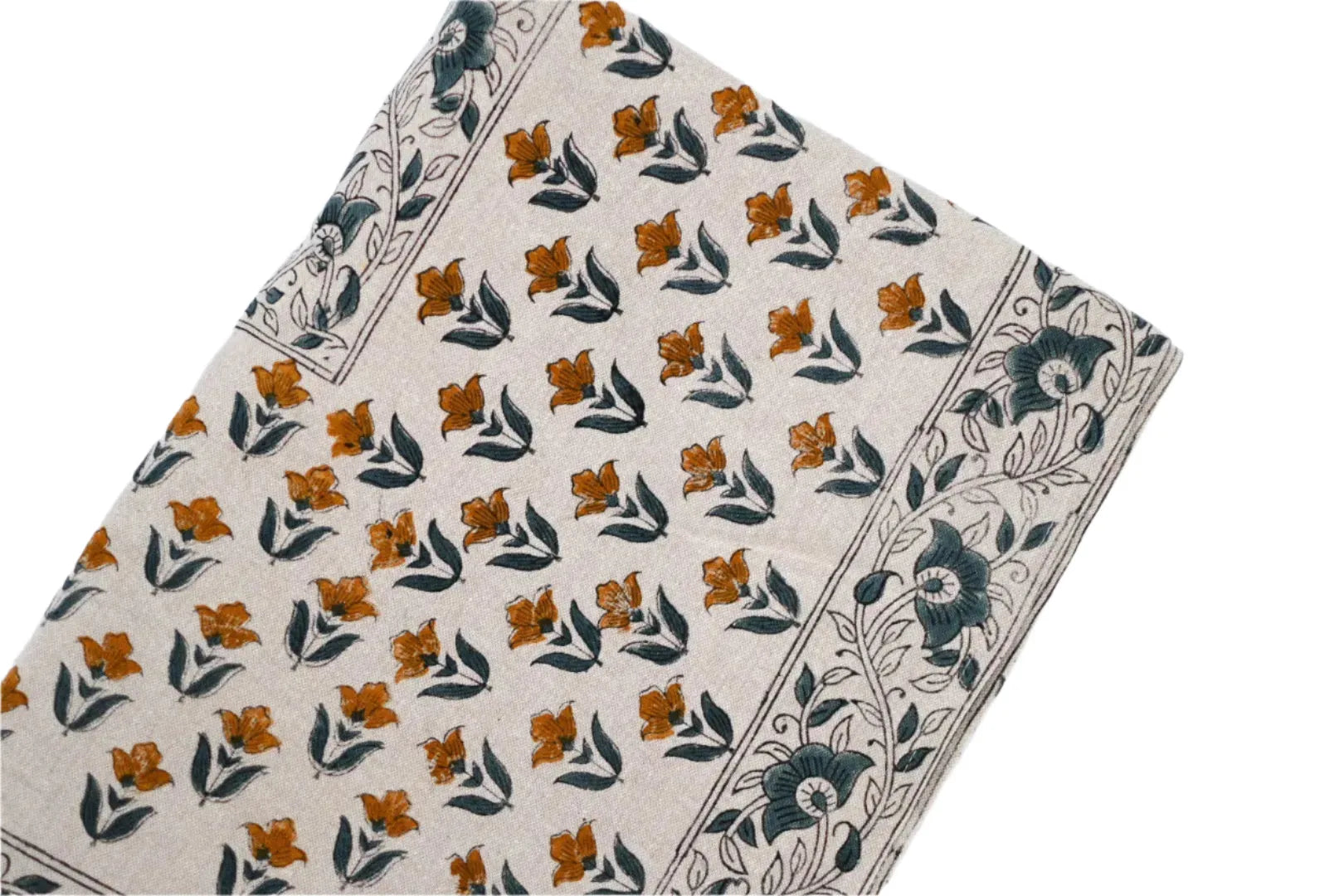 Grace Floral Block Print Tablecloth - Maple Village Lane