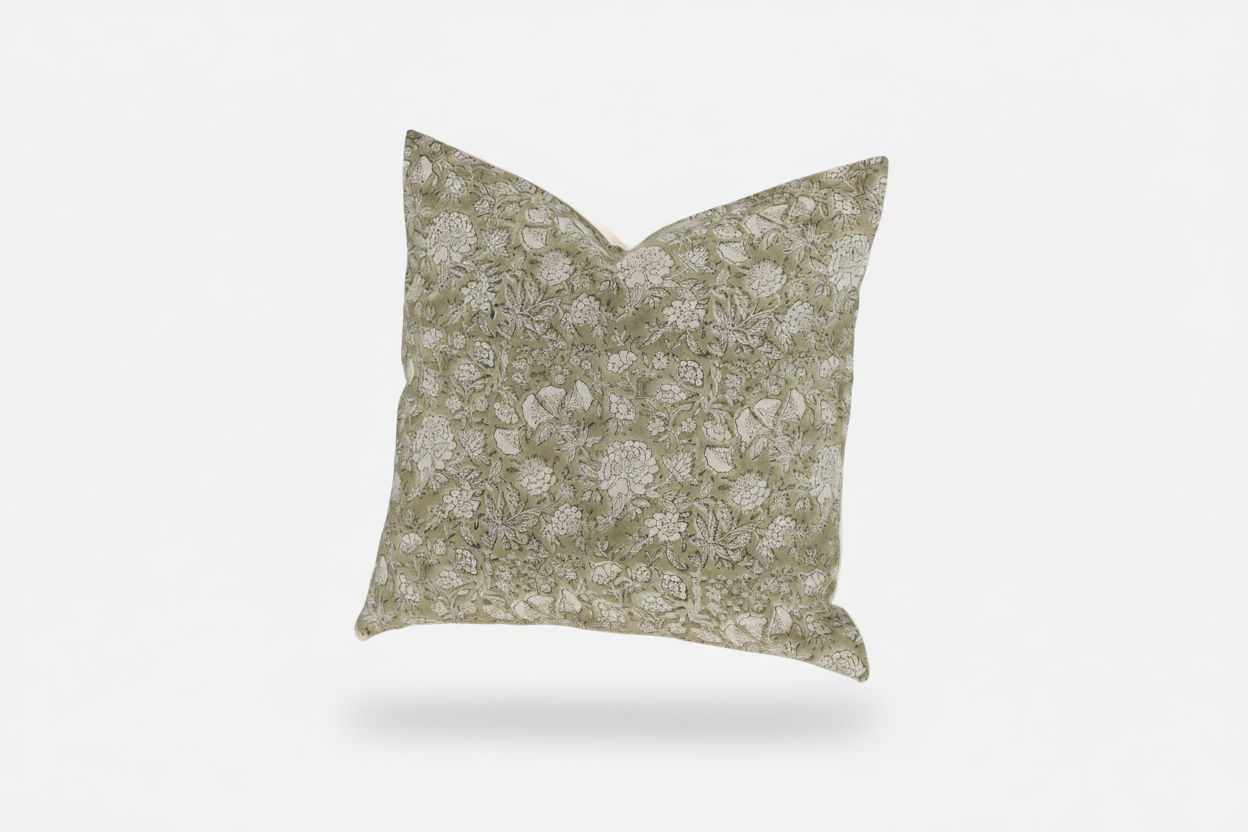 Mariah Botanical Print Celadon Pillow Cover 26" x 26" Double Sided Pillow Covers