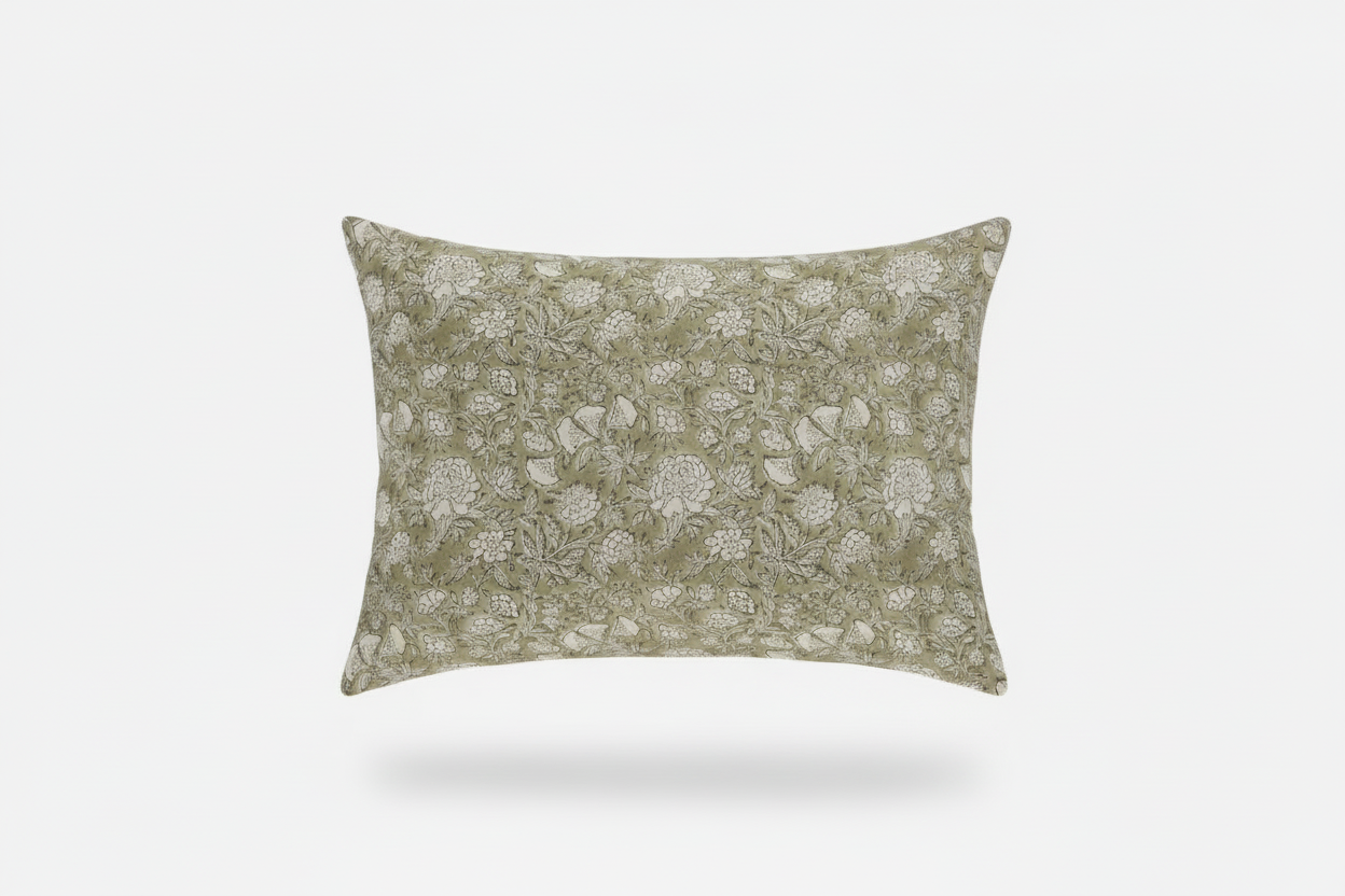 Mariah Botanical Print Celadon Pillow Cover 16" x 42" Double Sided Pillow Covers