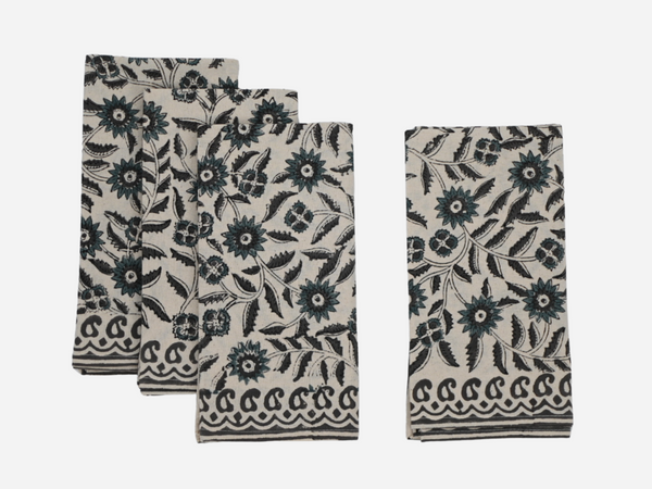 Cassis Block Print Cloth Napkins