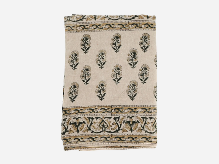 Emily Floral Block Print Tablecloth - Maple Village Lane