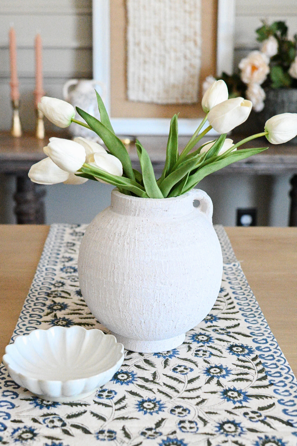 Hand Block Print Table Runner – White & Royal Blue Table Runners