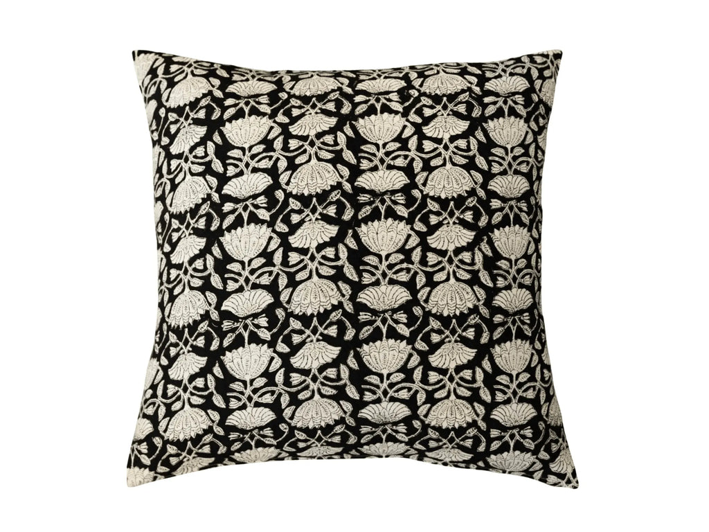Phoebe Botanical Print Black Pillow Cover Single Sided Pillow Covers
