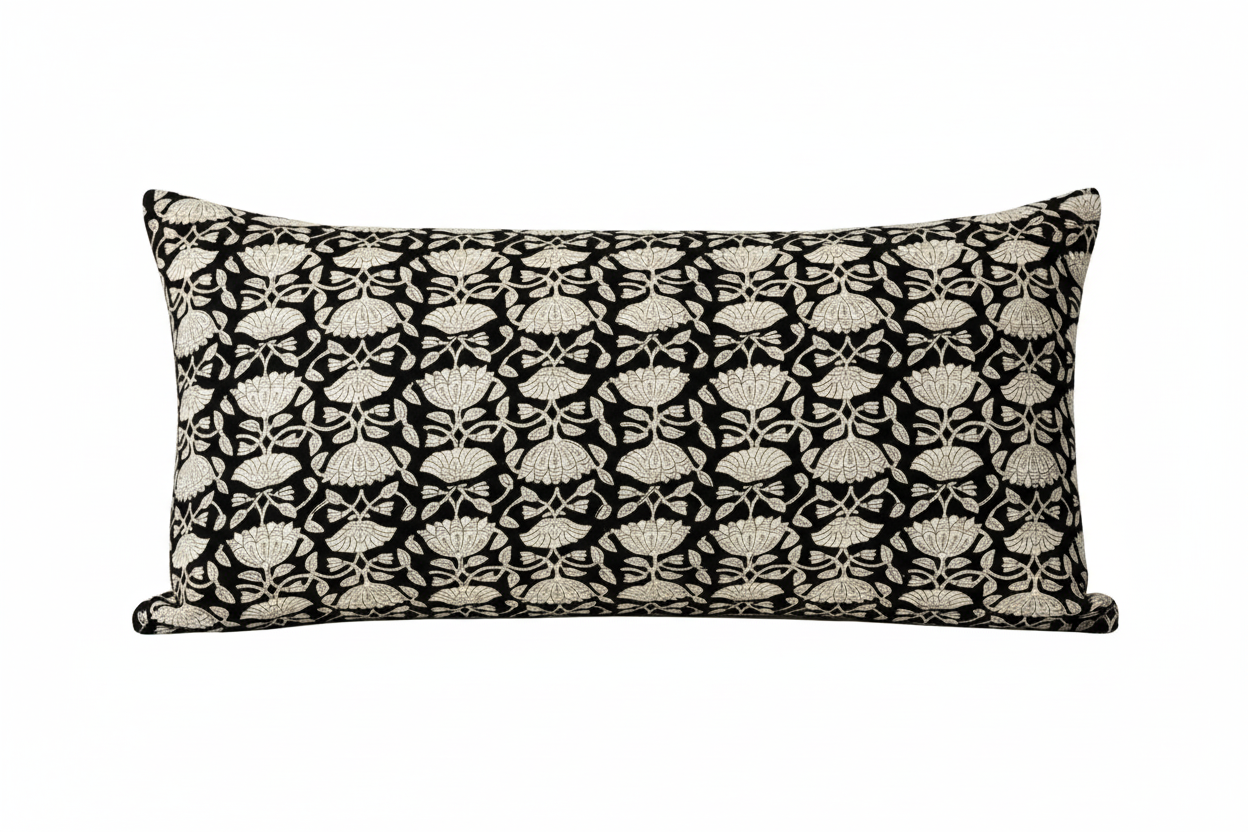 Phoebe Botanical Print Black Pillow Cover Pillow Covers