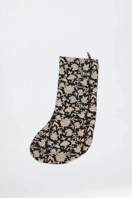 Black Floral Block Print Stocking Stockings