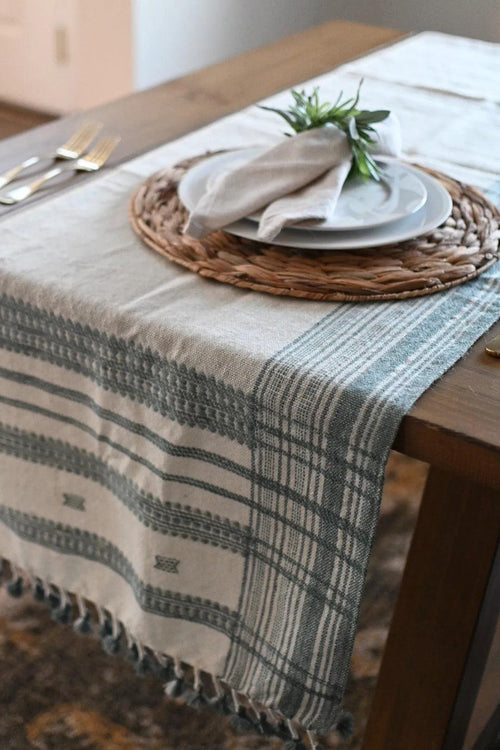 Bhujodi Table Runner - Blue and Cream Table Runners