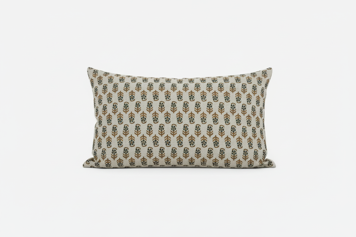 Meadow Ditsy Prints Natural Linen Pillow Cover 16" x 42" Double Sided Pillow Covers