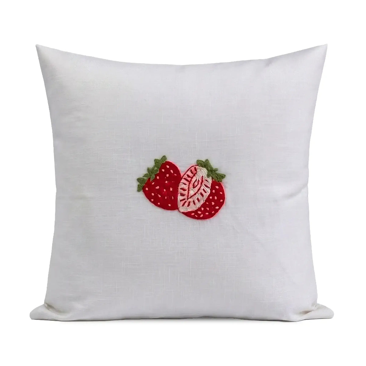 Berry Blossom Embroidered Botanical Cotton Cushion Cover