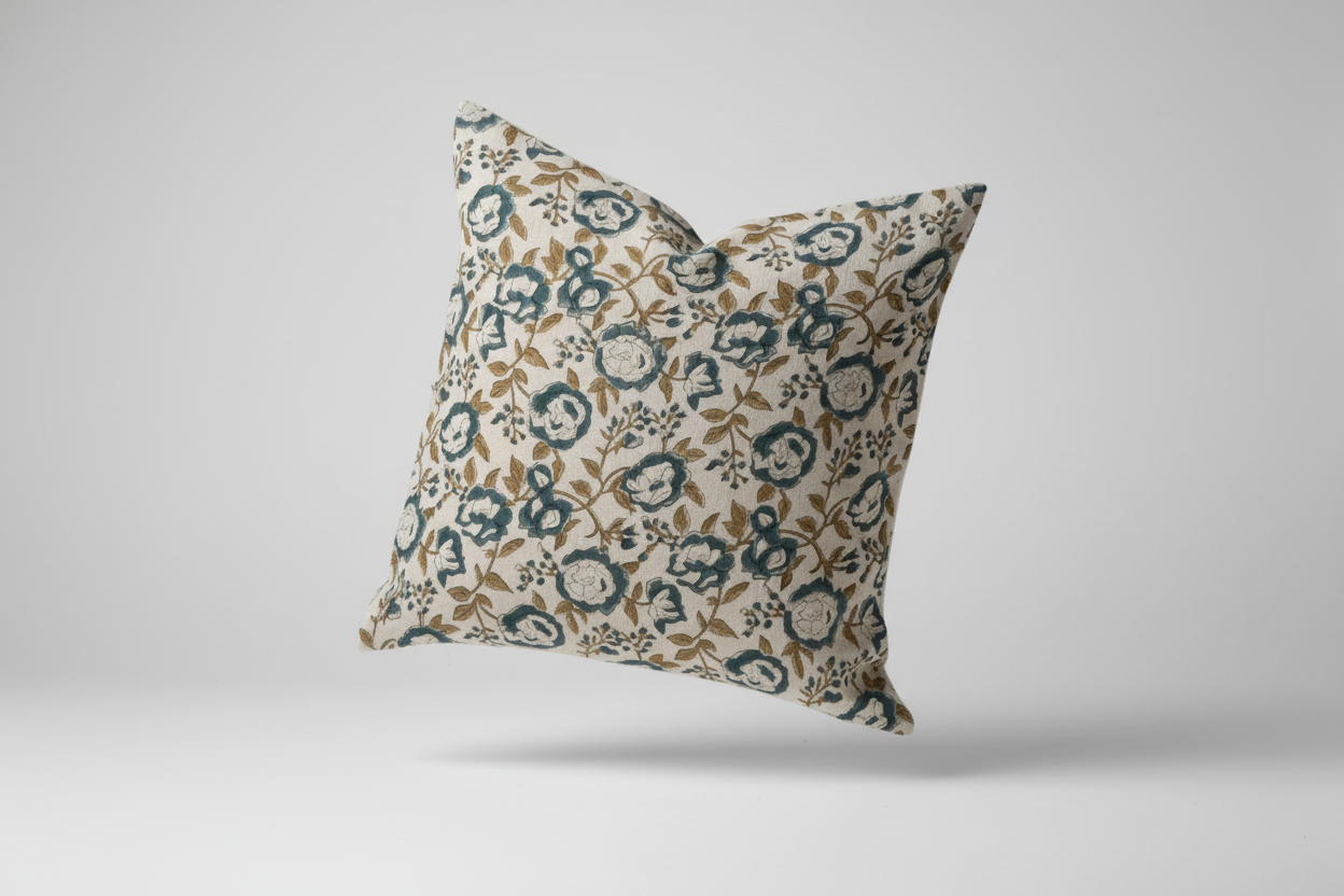 Breanne Botanical Print Beige Pillow Cover 26" x 26" Double Sided Pillow Covers