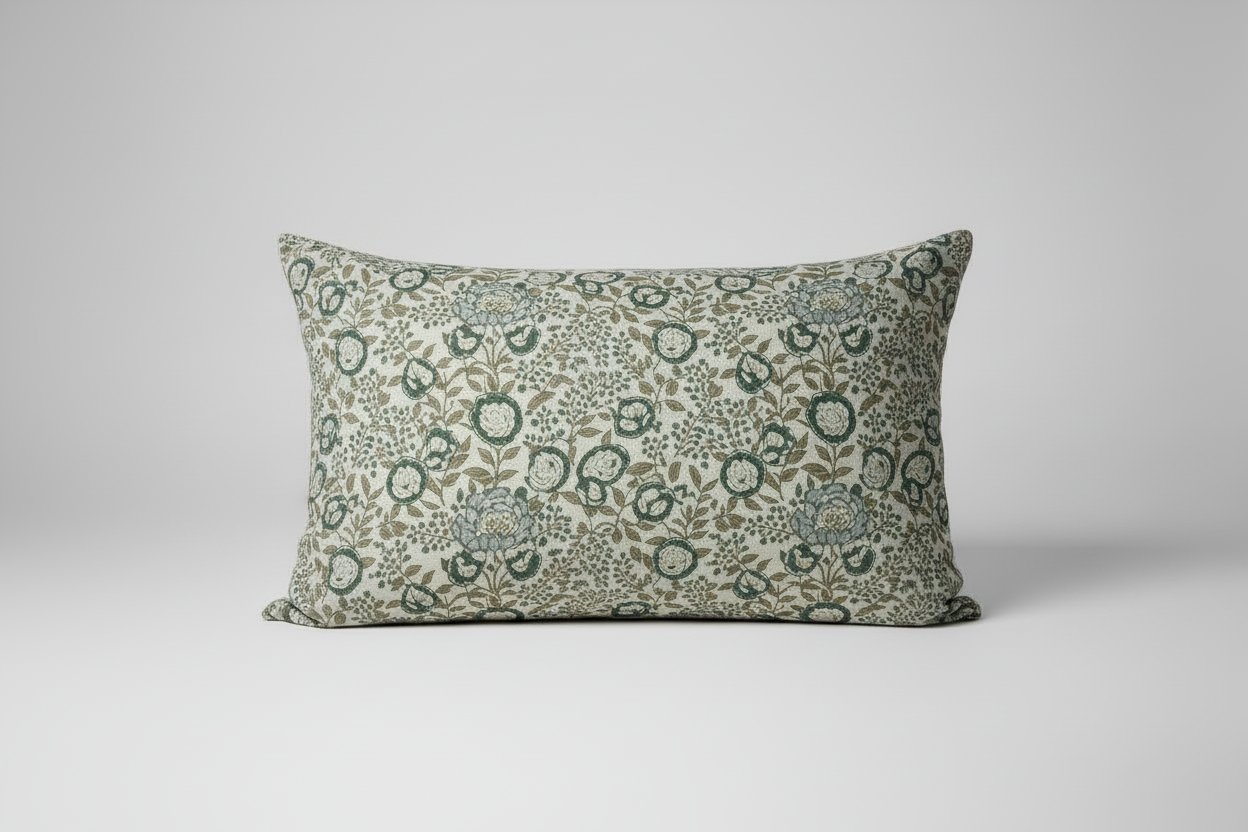 Breanne Botanical Print Beige Pillow Cover 16" x 42" Double Sided Pillow Covers