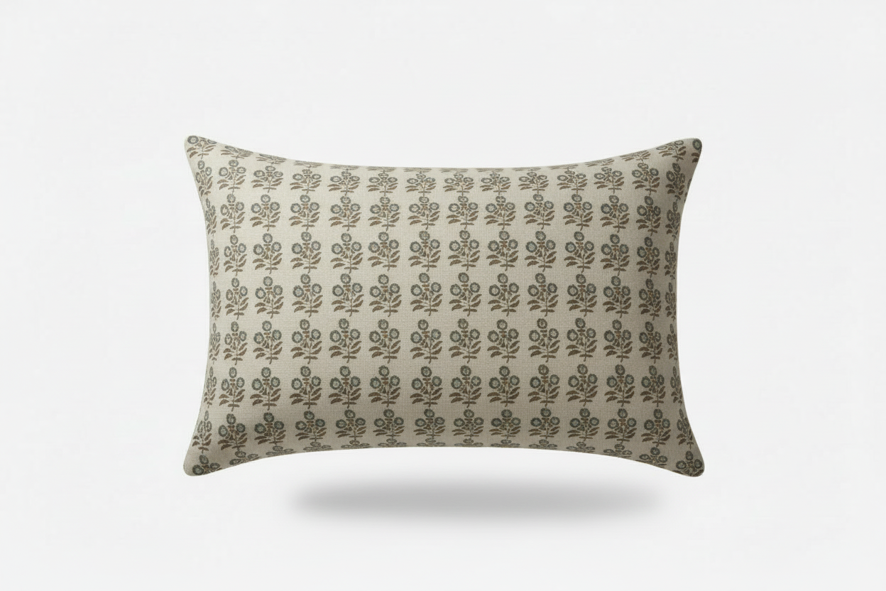 Briannah Ditsy Prints Oat Pillow Cover 16" x 42" Double Sided Pillow Covers