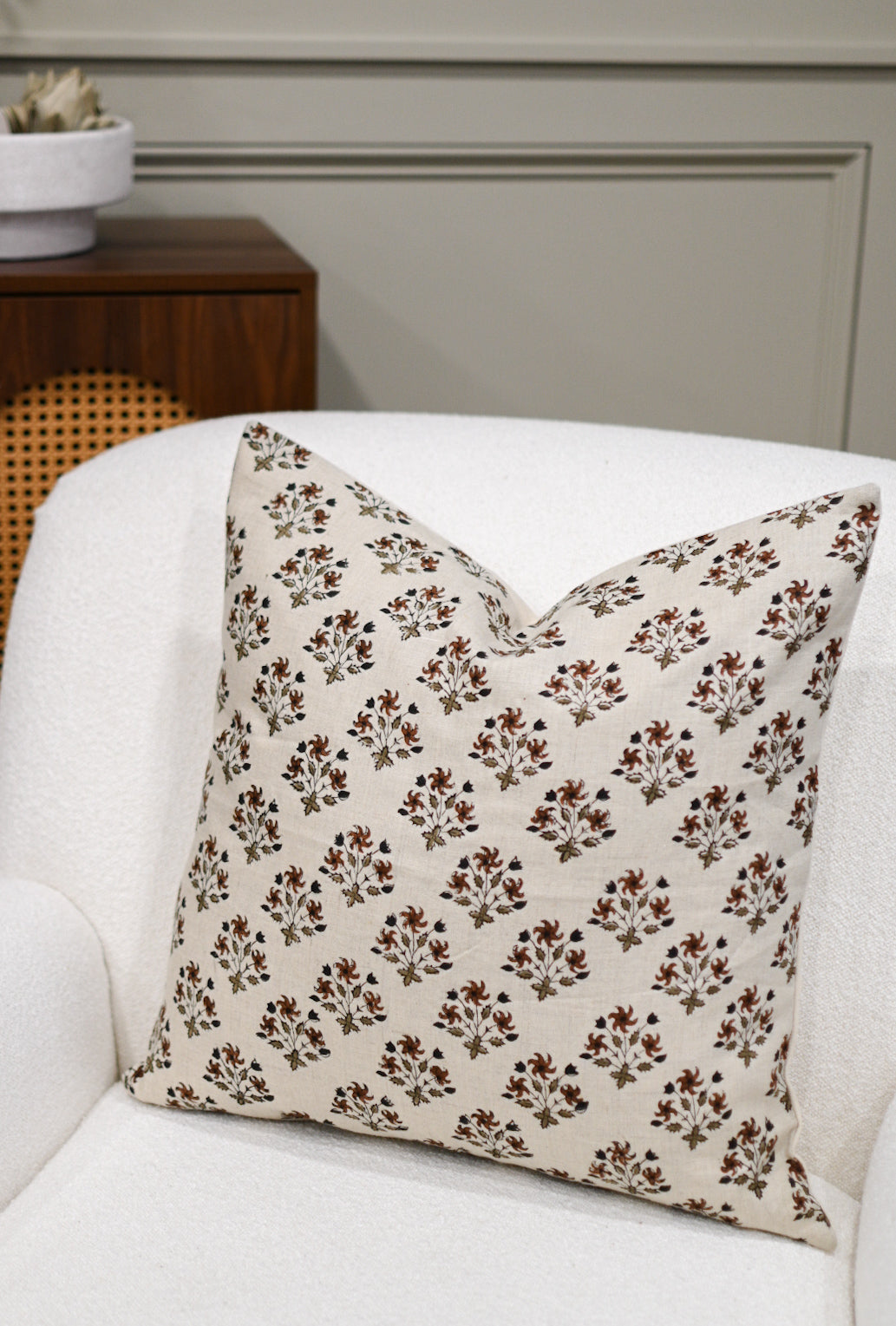 Isolde Ditsy Prints Oat Pillow Cover Pillow Covers