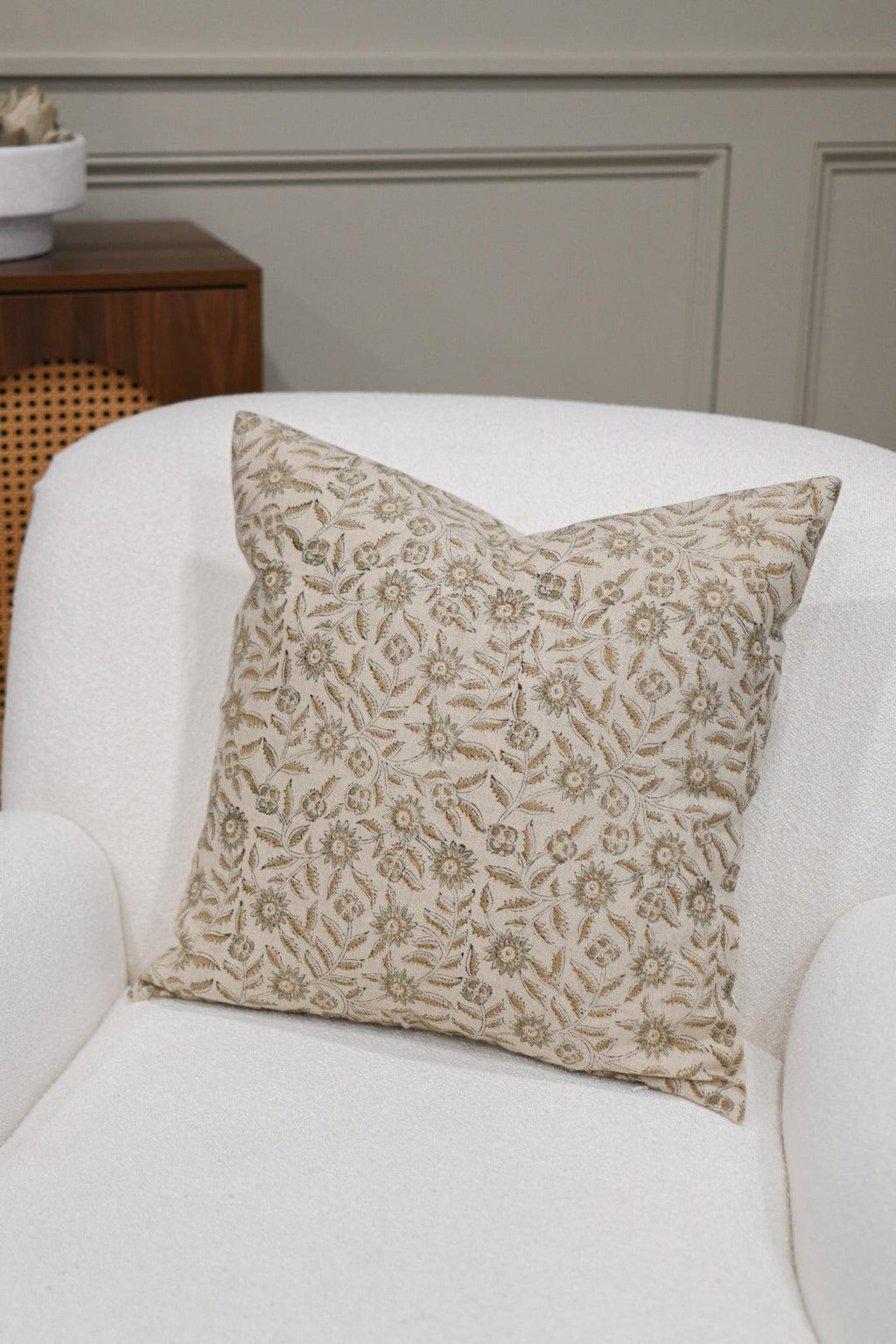 Odine Botanical Print Oat Pillow Cover Pillow Covers